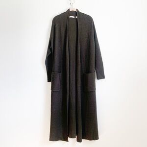ALC Duster Open Cardigan Dark Green Wool Silk